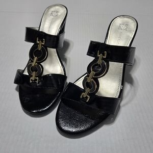 Anne Klein Black Strapless Heels slip on iFlex, 10.5